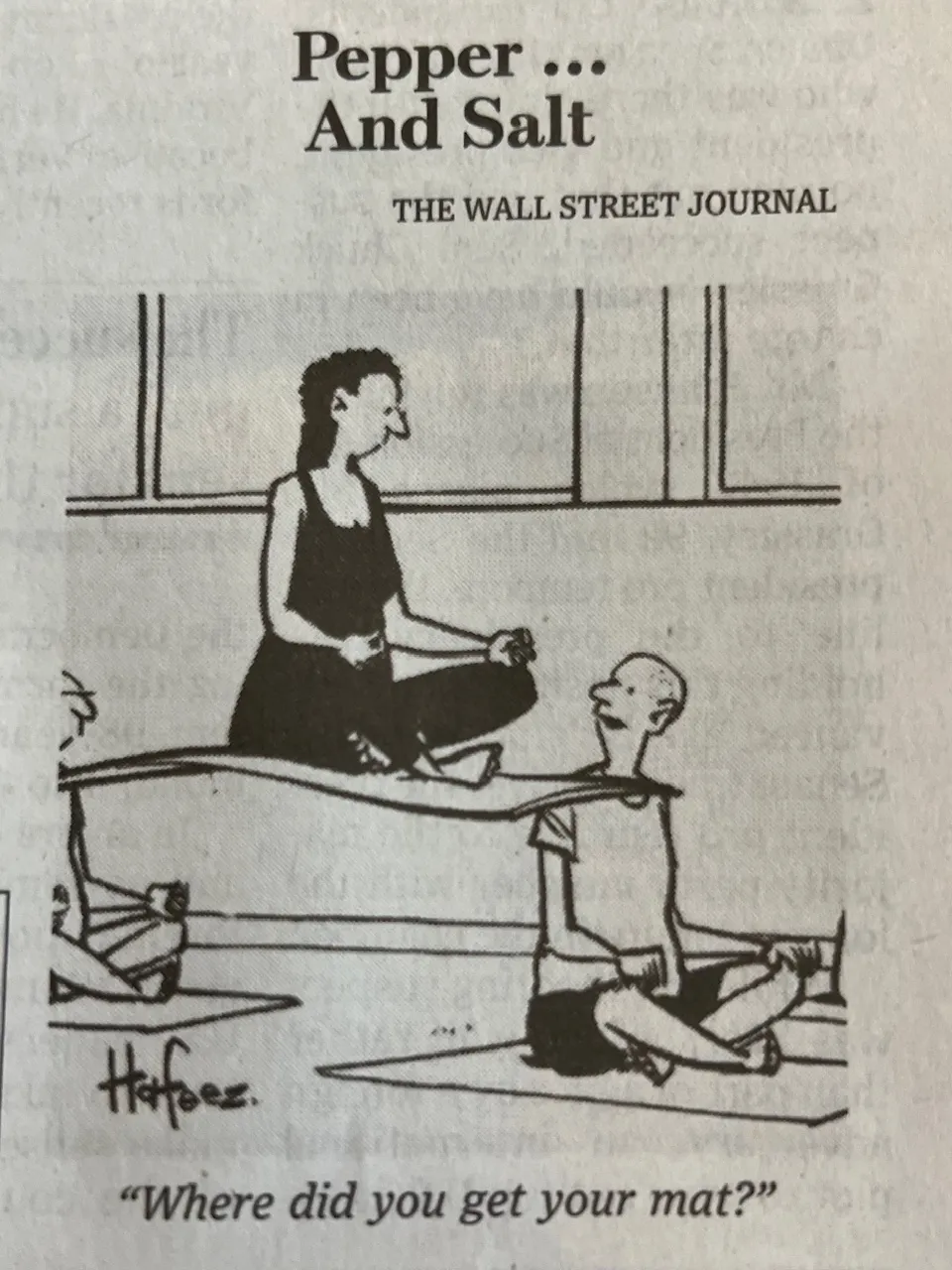 Comic strip of a woman on a yoga mat